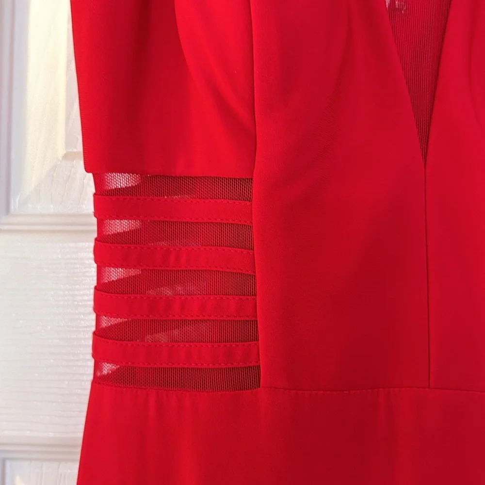 Red Gown with Mesh Cut outs - Picture 5 of 14